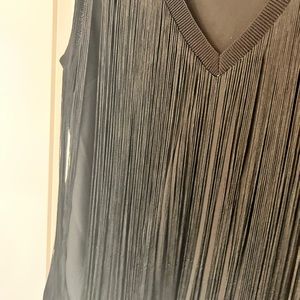 Sachin and Babi fringed black V-neck top